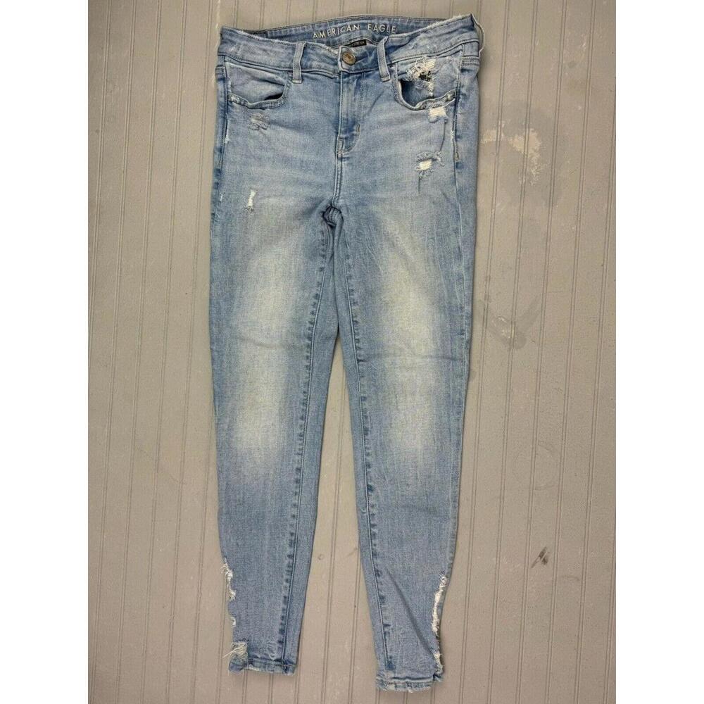 American Eagle Size 2 Women Jean Jegging Crop Mid Rise Skinny Light Wash Stretch